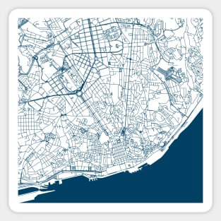 Lisbon map city map poster - modern gift with city map in dark blue Sticker